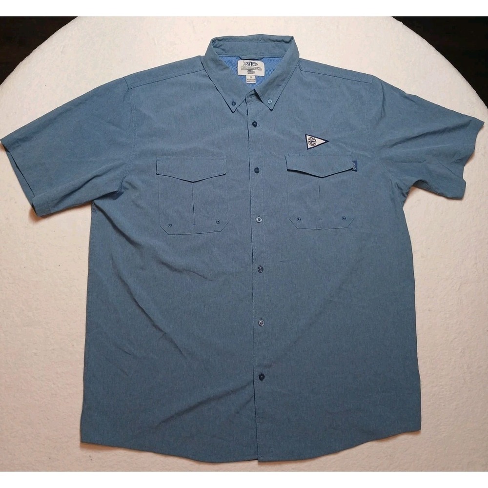 Aftco Fishing Shirt Blue Vented Size Extra Large Casual Beach Sun Weather‎ Light